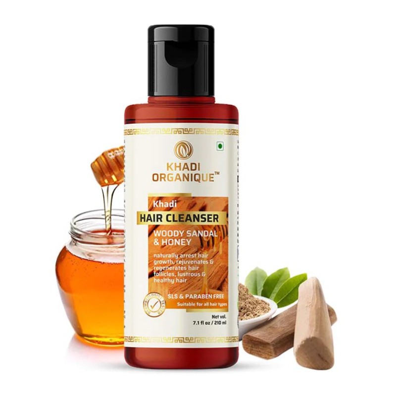 Khadi Organique Woody Sandal & Honey Shampooing Nettoyant Pour Cheveux Sans SLS Et Sans Paraben