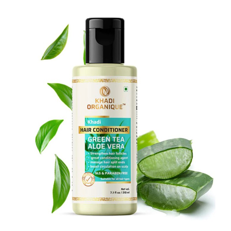 Revitalisant capillaire à l'aloe vera et au thé vert biologique Khadi - Sans SLS ni parabène