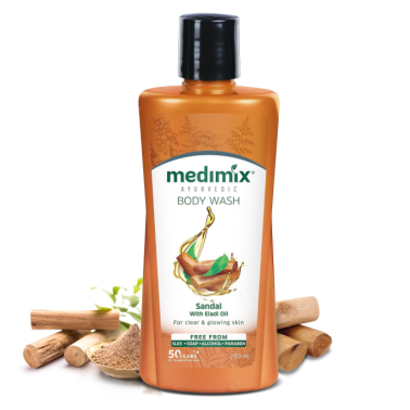 Gel douche ayurvédique Medimix, Sandal With Eladi Oil For Clear, Brighten And Tan-Free Skin 300 ml